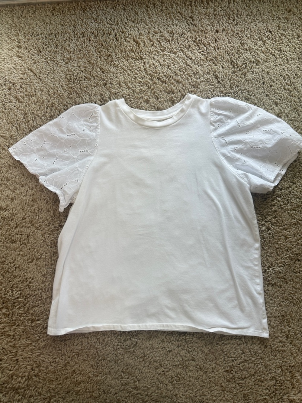 White Eyelet Sleeve Tee